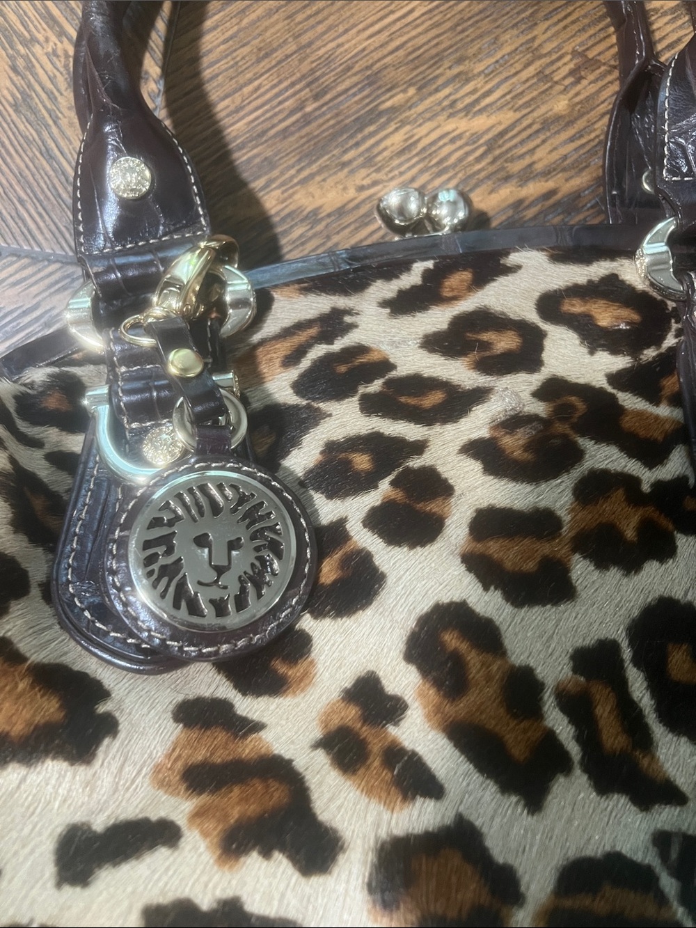 Anne Klein Leopard Print Satchel with Dark Brown Trim (Bin 2-75) - Picture 8 of 8